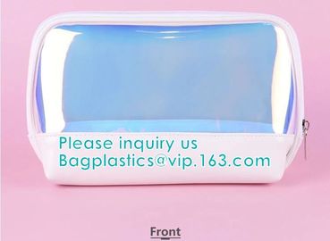 HOLOGRAPHIC MAKEUP BAG, PU TPU MATERIAL MAKEUP travel wash bag waterproof makeup bag cosmetic bags, ECO FIRENDLY PACKAGE supplier