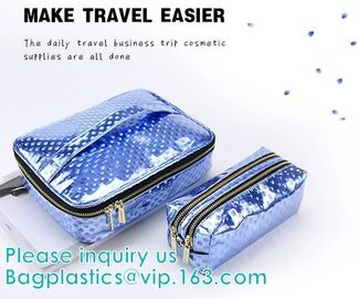 HANDBAG,PORTABLE WASH POUCH Promotional PVC/EVA cosmetic Bag with Handle,PVC Bedding Blanket Bag with Handle, makeup bag supplier