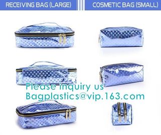HANDBAG,PORTABLE WASH POUCH Promotional PVC/EVA cosmetic Bag with Handle,PVC Bedding Blanket Bag with Handle, makeup bag supplier