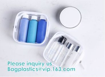 glitter pvc makeup bag for girl, Organizer Pouches ToteTravel Toiletry Bags Transparent PVC Cosmetic Bag, handle carrier supplier