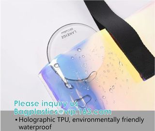 Neon Rainbow Hologram PVC Tote Bag custom holographic handbag PVC handle beach bag,Cosmetic Makeup Travel Pouch,Zipper supplier