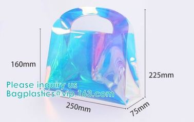 Glitter Custom PVC Laser Clear Holographic TPU Cosmetic Makeup Bag,Hologram Holographic handle Zip Cosmetic Makeup Bag supplier