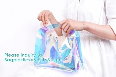 Glitter Custom PVC Laser Clear Holographic TPU Cosmetic Makeup Bag,Hologram Holographic handle Zip Cosmetic Makeup Bag supplier