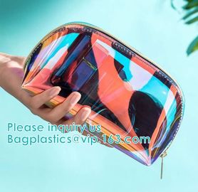 Eco Beauty Holographic Travel Cosmetic Bag,Makeup Bag PVC Holographic Laser Clear Transparent Women Cosmetic Bag handy supplier