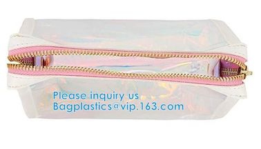 Custom Shell Shaped White Nylon Mesh Cosmetic Bag Pouch For Make Up,Hologram Vinyl Material Pvc k Holographic Bag supplier
