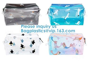Custom Shell Shaped White Nylon Mesh Cosmetic Bag Pouch For Make Up,Hologram Vinyl Material Pvc k Holographic Bag supplier