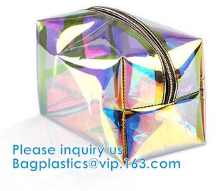 Custom Shell Shaped White Nylon Mesh Cosmetic Bag Pouch For Make Up,Hologram Vinyl Material Pvc k Holographic Bag supplier