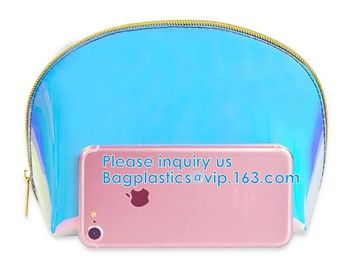 Custom Shell Shaped White Nylon Mesh Cosmetic Bag Pouch For Make Up,Hologram Vinyl Material Pvc k Holographic Bag supplier