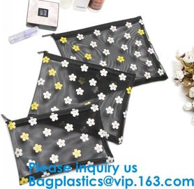 Travel Toiletry Pouch Nylon Mesh Cosmetic Makeup Organizer Bag Zipper Mesh Makeup Bag,Ladies Eco Makeup Hand Bag supplier