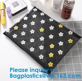 Travel Toiletry Pouch Nylon Mesh Cosmetic Makeup Organizer Bag Zipper Mesh Makeup Bag,Ladies Eco Makeup Hand Bag supplier