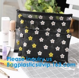Travel Toiletry Pouch Nylon Mesh Cosmetic Makeup Organizer Bag Zipper Mesh Makeup Bag,Ladies Eco Makeup Hand Bag supplier