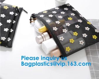 Travel Toiletry Pouch Nylon Mesh Cosmetic Makeup Organizer Bag Zipper Mesh Makeup Bag,Ladies Eco Makeup Hand Bag supplier