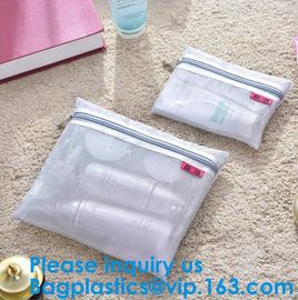 Travel Toiletry PouchCustom Small Portable White Mesh Zipper Cosmetic Bag With Leather Trim/Ladies Eco Makeup Hand Bag supplier