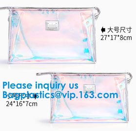 Glossy Rainbow Hologram Vinyl Cosmetic Pvc Bag With Zip Closure,Hologram zipper pvc cosmetic bag supplier