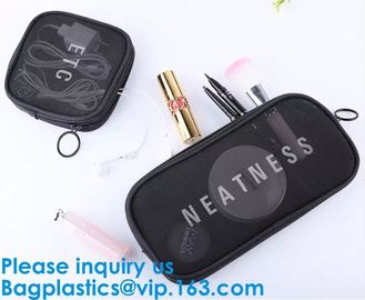 Amazon Wholesale Hanging Toiletry Make Up Transparent Bag Organizer Elastic Mesh Pouch Ladies Cosmetic Case Travel Makeu supplier