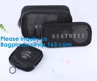 Amazon Wholesale Hanging Toiletry Make Up Transparent Bag Organizer Elastic Mesh Pouch Ladies Cosmetic Case Travel Makeu supplier