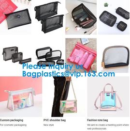 Black Nylon Mesh Makeup Cosmetic Bag / Small Nylon Mesh Make Up Cosmetic Bag,Mesh Cosmetic Bag Neceser Toiletry Organize supplier