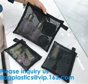 Black Nylon Mesh Makeup Cosmetic Bag / Small Nylon Mesh Make Up Cosmetic Bag,Mesh Cosmetic Bag Neceser Toiletry Organize supplier