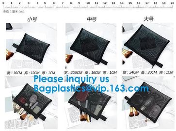 Black Nylon Mesh Makeup Cosmetic Bag / Small Nylon Mesh Make Up Cosmetic Bag,Mesh Cosmetic Bag Neceser Toiletry Organize supplier