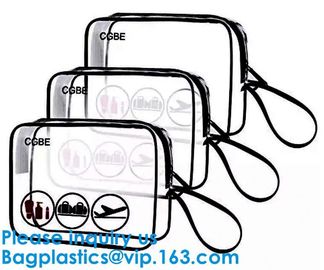 Hot 3pcs Clear Cosmetic Toiletry PVC Travel Wash Mak,Organizer Purse Necessary Mesh Cosmetic Bag Women Make Up Bag Makeu supplier