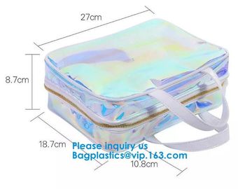 Shiny Silver Pvc Holographic Makeup Cosmetic Bags Toiletry Storage Wash Bags Organizer Pouch Beauty Makeup Case Accessor supplier