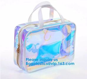Shiny Silver Pvc Holographic Makeup Cosmetic Bags Toiletry Storage Wash Bags Organizer Pouch Beauty Makeup Case Accessor supplier