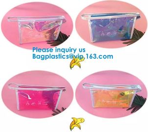Hologram Zipper Pvc Cosmetic Bag, Hologram Zipper Pu Cosmetic Bag,co-Friendly, Water Proof, Stitching/heat sealing/print supplier