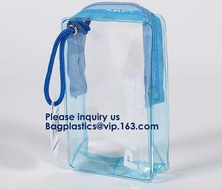 Pvc Makeup Cosmetic Bag Resealable PVC Slider Zip Poly CPE Material, makeup mini clear PVC cosmetic bag supplier