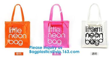 Fashion Clear Pvc Beach Tote Bag For Women,Clear Tote Bags PVC Beach Tote Bag With Black Webbing Handle Bag supplier
