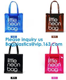 Fashion Clear Pvc Beach Tote Bag For Women,Clear Tote Bags PVC Beach Tote Bag With Black Webbing Handle Bag supplier