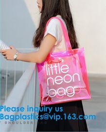 Fashion Clear Pvc Beach Tote Bag For Women,Clear Tote Bags PVC Beach Tote Bag With Black Webbing Handle Bag supplier