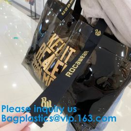 Vinyl PVC Shopping Bag, Shoulder Tote Bag Clear Waterproof Beach Handbag Custom Logo Handle Shopping Bag supplier