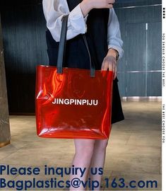 Clear Shopping Bag PVC Handbag Fashion Big Bags Jelly Package Large Transparent Tote Bag Shoulder Bag Leisure Beach Bag supplier