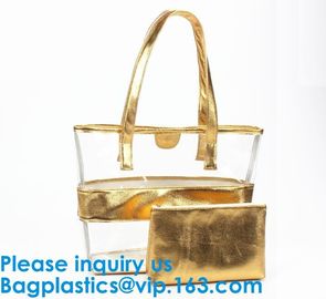 Tote Bag/Shoulder Bag/Shopping Bag/Handle Bag/Beach Bag/Waterproof Bag,Lady Handbag Set Transparent Beach Tote Bag With supplier