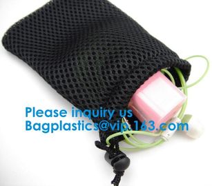 Promotion Small Polyester Mesh Drawstring Bag Customs Size and Logo printing Round Bottom Drawstring Mesh Bag For Sport, supplier