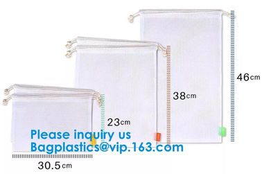 Reusable Produce Bags Cotton Double Drawstring Multiple Sizes in White Extra Strong Washable See Through with Tare Weigh supplier