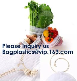 Reusable Produce Bags Cotton Double Drawstring Multiple Sizes in White Extra Strong Washable See Through with Tare Weigh supplier