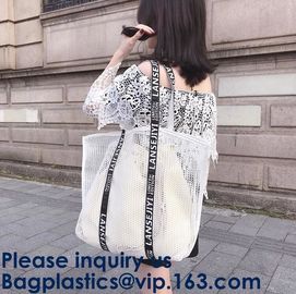 Mesh Tote Bag Customs Logo Printing Shopping Bag With Canvas Drawstring Bag, Double Drawstring Multiple Sizes Bagease supplier