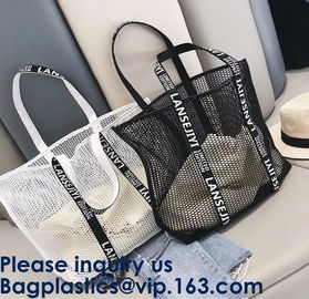 Mesh Tote Bag Customs Logo Printing Shopping Bag With Canvas Drawstring Bag, Double Drawstring Multiple Sizes Bagease supplier