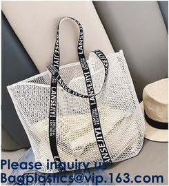 Mesh Tote Bag Customs Logo Printing Shopping Bag With Canvas Drawstring Bag, Double Drawstring Multiple Sizes Bagease supplier