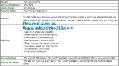 Biohazard Plastic Sharps Container,Hospital Biohazard Medical Needle Disposable Plastic Safety Sharps Container supplier