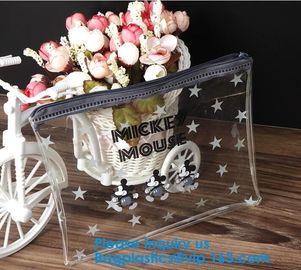 Logo Printed Plastic Stationery Packaging Bag Custom Pvc Zipper Slider Bag,Matte Frosted PVC Slider Zipper Bag Plastic B supplier