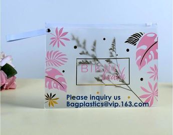 Logo Printed Slider Zipper Clear Pvc Bag For Package Vinyl Transparent Pvc Bag Cosmetic Packing,Zipper Closure Design supplier