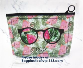 Cartoon Printing Clear Pvc Slider k Garment Cosmetic Shopping Bag,Eco Friendly Customized Slider k Pvc Bag supplier