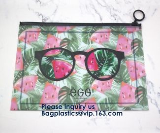 Cartoon Printing Clear Pvc Slider k Garment Cosmetic Shopping Bag,Eco Friendly Customized Slider k Pvc Bag supplier