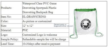 Promotion Gifts Sport Swimming Bag Clear Pvc Advertising Custom Logo Drawstring Backpack Bag PVC drawstring cosmetic bag supplier