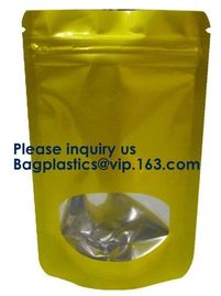 3 Side Seal Metallized Foil Inside Stand Up Zipper Plastic Bags/ Glossy Gold Printing Flat Foil Pouch Bagease Bagplastic supplier