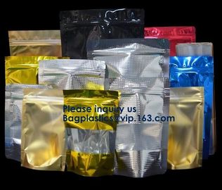 3 Side Seal Metallized Foil Inside Stand Up Zipper Plastic Bags/ Glossy Gold Printing Flat Foil Pouch Bagease Bagplastic supplier