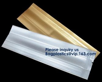 3 Side Seal Metallized Foil Inside Stand Up Zipper Plastic Bags/ Glossy Gold Printing Flat Foil Pouch Bagease Bagplastic supplier