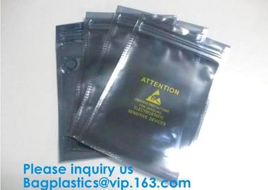 Aluminium Plastic Antistatic k Esd Shielding Electronic Packaging Pet Bag With Zip,Black Conductive Bag, Grid bag supplier